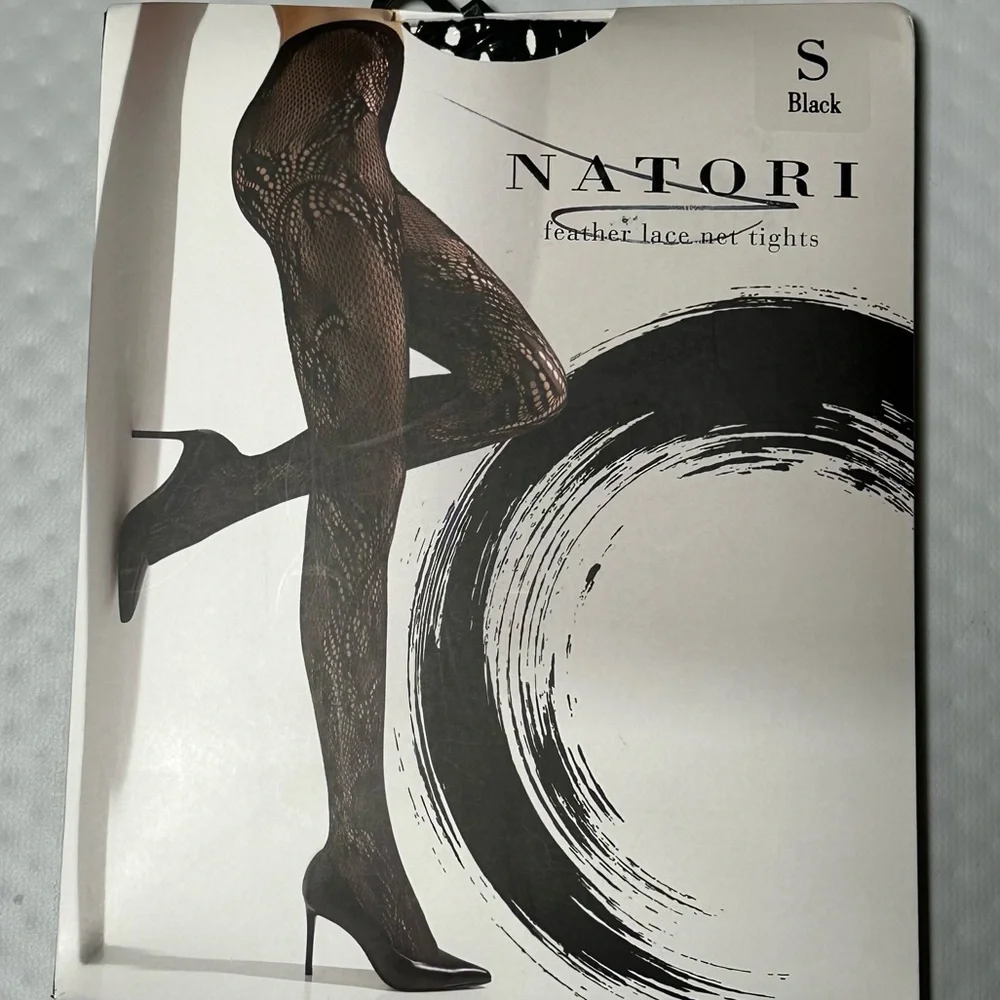 Natori Feather Lace Net Tights‎ Black Small S Fishnet Hosiery Nordstrom New